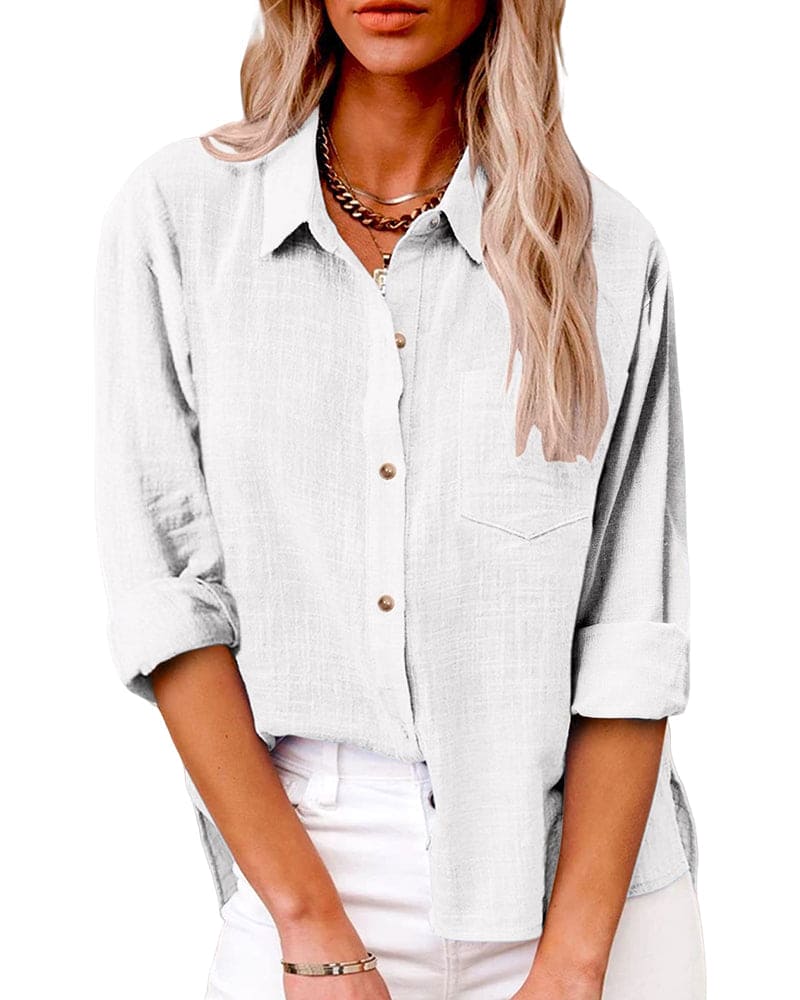 Anouk | Linnen blouse met klassieke kraag