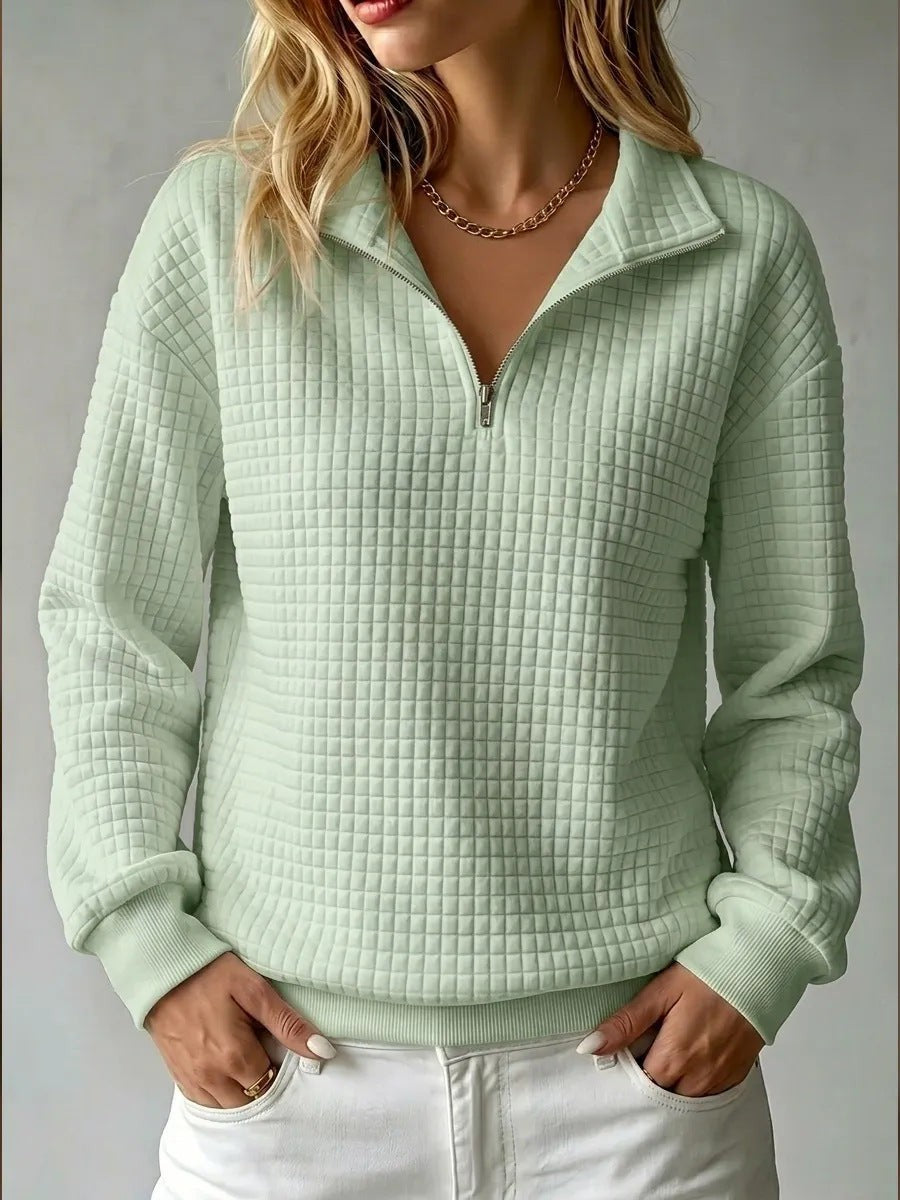 Evi | Sweater met ruitjes en halve rits
