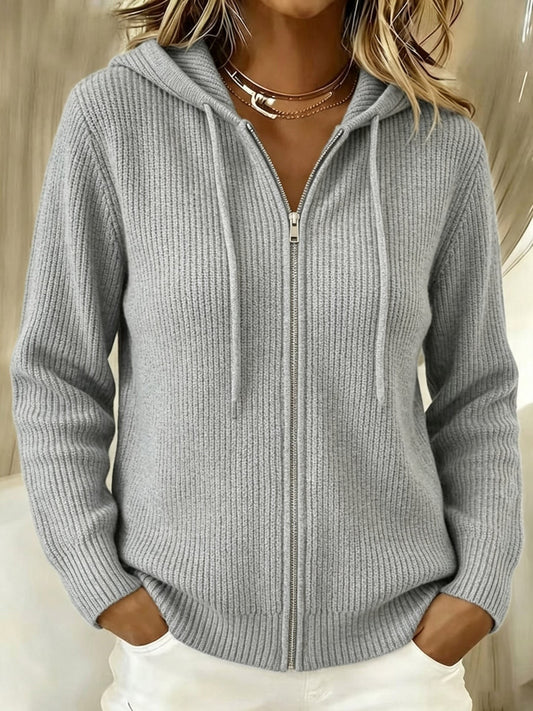 Linde | Geribde cardigan met capuchon