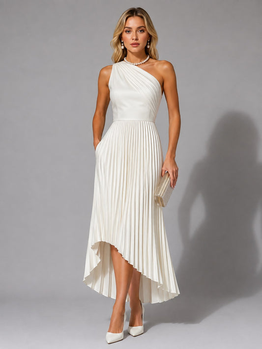 Sonja | Asymmetrische midi-jurk met plissé