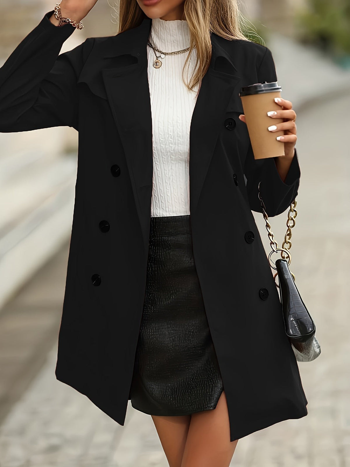 Sandra | Dubbelrijige trenchcoat met riem