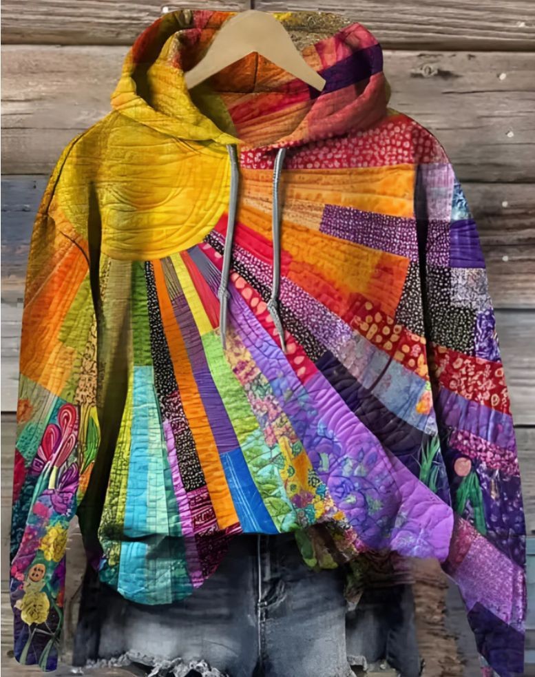 Pleun | Boho hoodie met patchworkprint