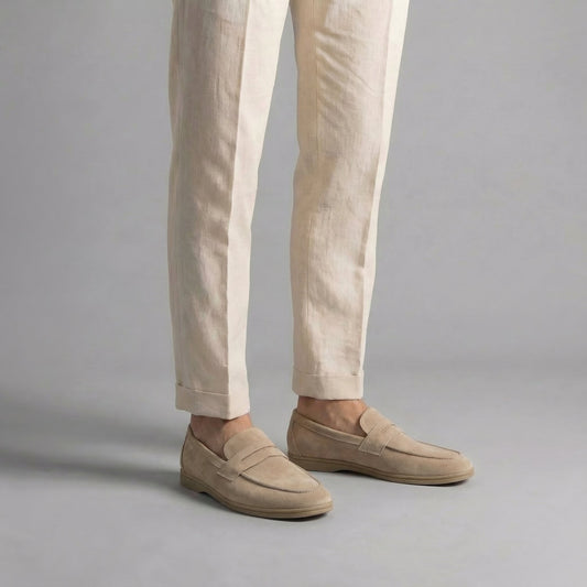 Gijs | Suède penny loafers met rubberen zool
