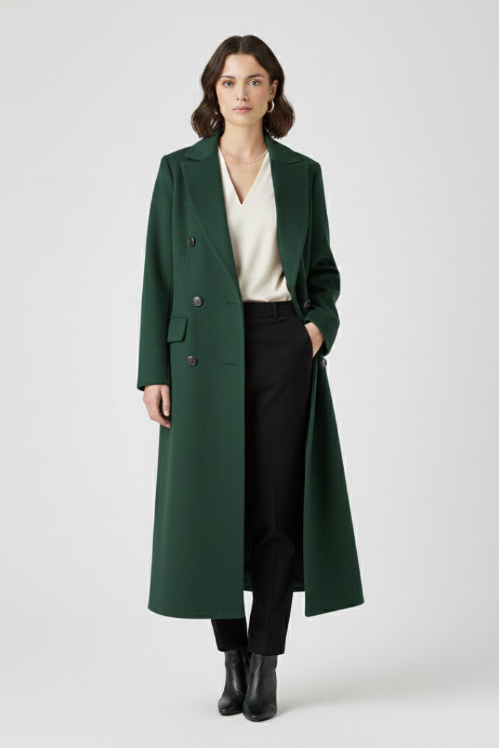Carlijn | Lange trenchcoat met brede kraag