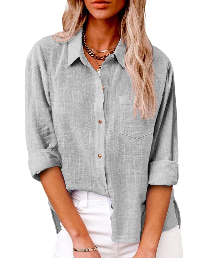 Anouk | Linnen blouse met klassieke kraag