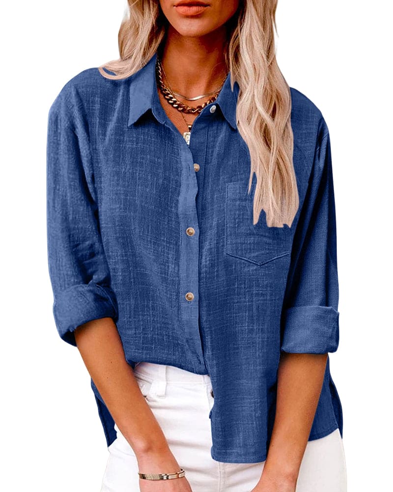 Anouk | Linnen blouse met klassieke kraag