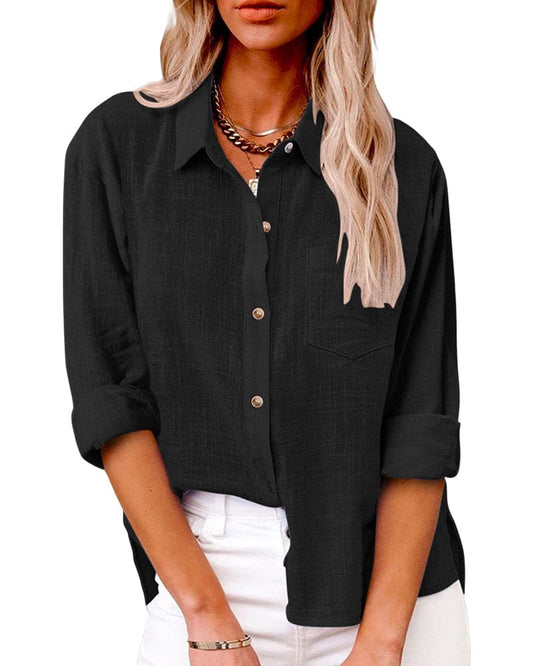 Anouk | Linnen blouse met klassieke kraag