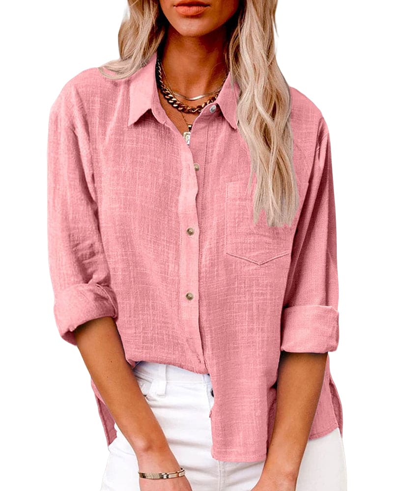 Anouk | Linnen blouse met klassieke kraag