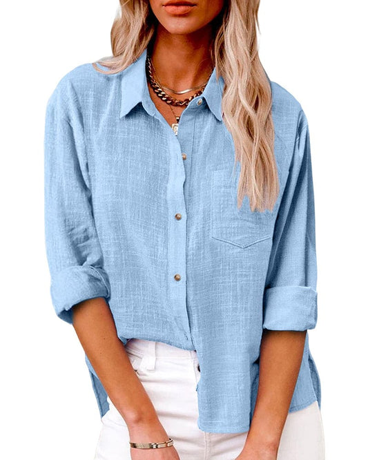 Anouk | Linnen blouse met klassieke kraag