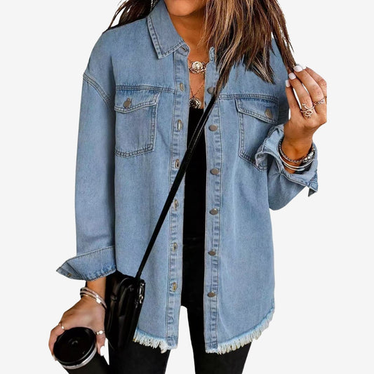 Sabine | Maxi denim overhemd met borstzakken