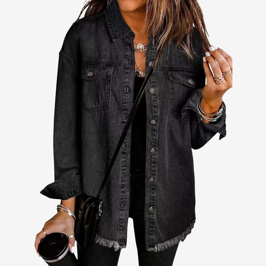 Sabine | Maxi denim overhemd met borstzakken