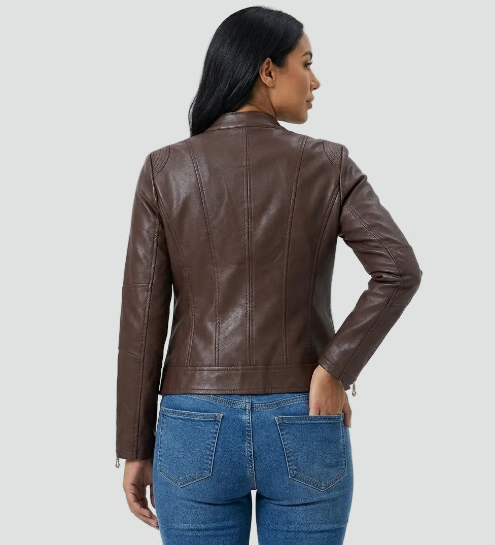 Elke | Bikerjack met opstaande kraag