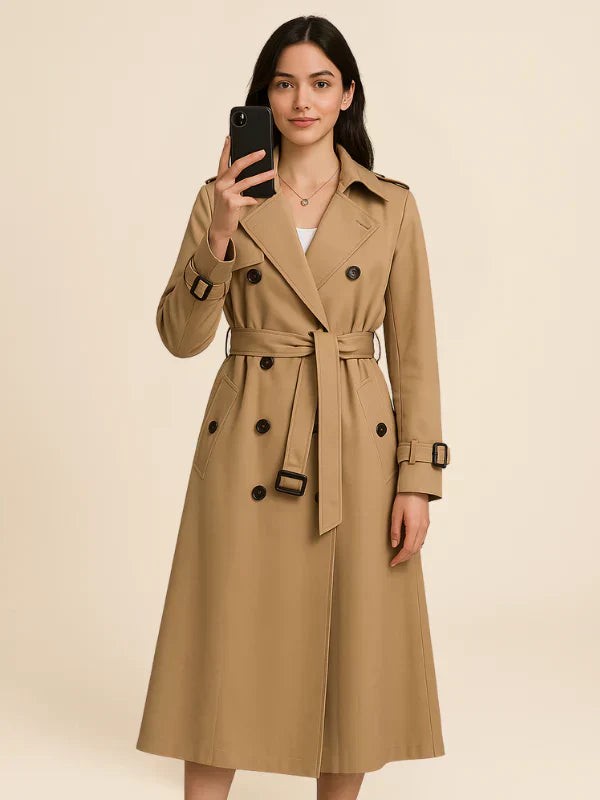 Fieke | Dubbelrijige trenchcoat van wolmix
