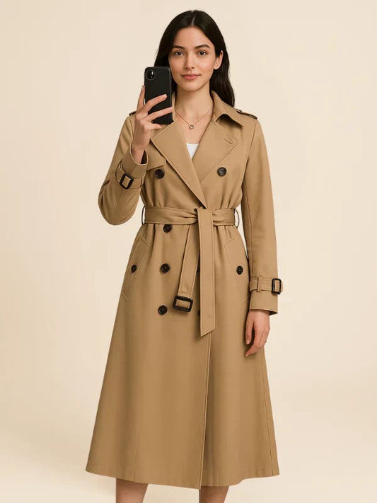 Fieke | Dubbelrijige trenchcoat van wolmix