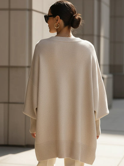 Rikke | Oversized wollen trui met ribboorden