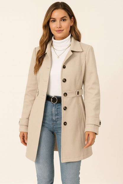 Kaat | Trenchcoat met riem en dubbele knopen