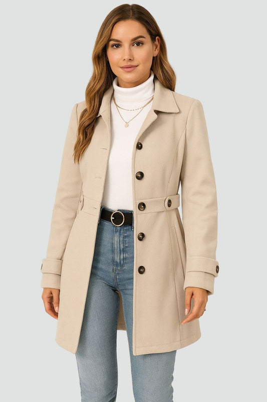 Kaat | Trenchcoat met riem en dubbele knopen
