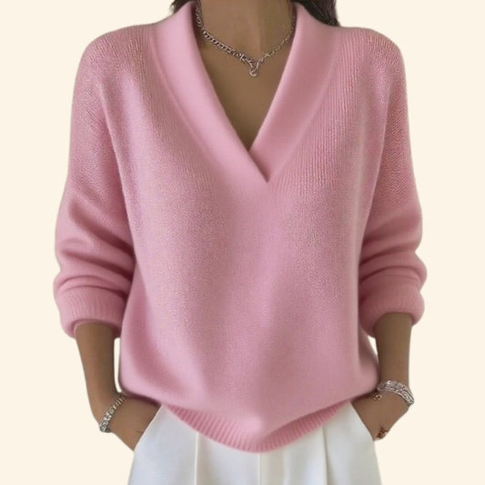Fiene | Pullover met V-hals en geribde boorden