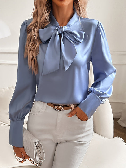 Femke | Blouse met strik en pofmouwen