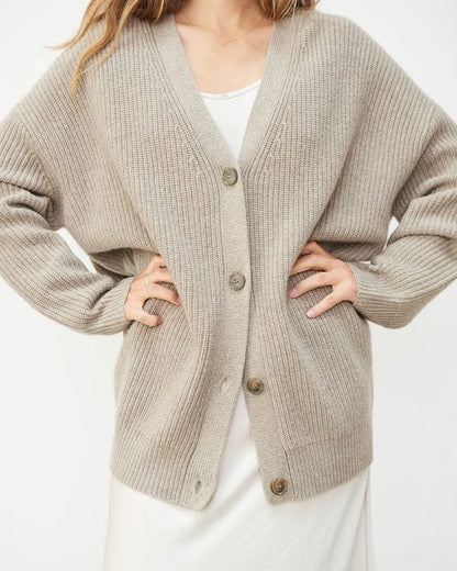 Rachel | Lange oversized cardigan met visgraat