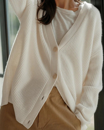 Rachel | Lange oversized cardigan met visgraat
