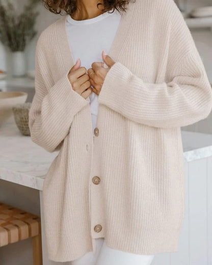 Rachel | Lange oversized cardigan met visgraat