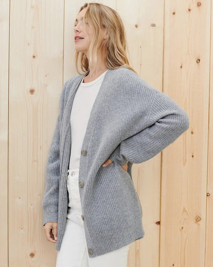 Rachel | Lange oversized cardigan met visgraat