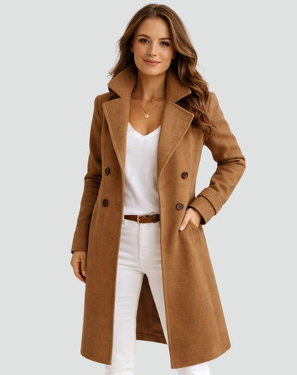 Doortje | Dubbelrijige midi trenchcoat