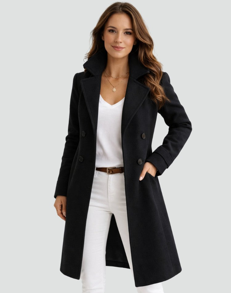 Doortje | Dubbelrijige midi trenchcoat