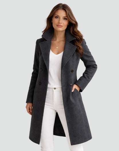 Doortje | Dubbelrijige midi trenchcoat