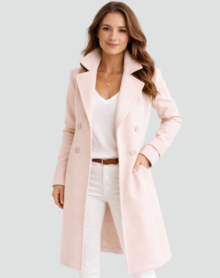Doortje | Dubbelrijige midi trenchcoat