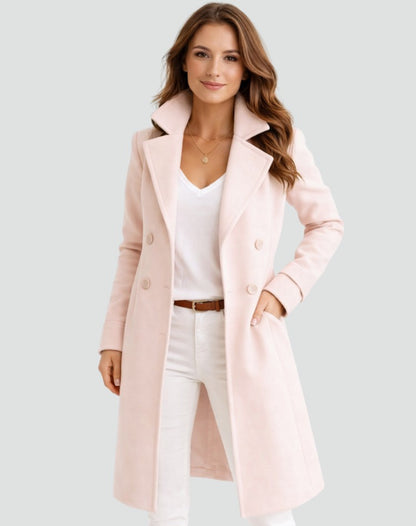 Doortje | Dubbelrijige midi trenchcoat