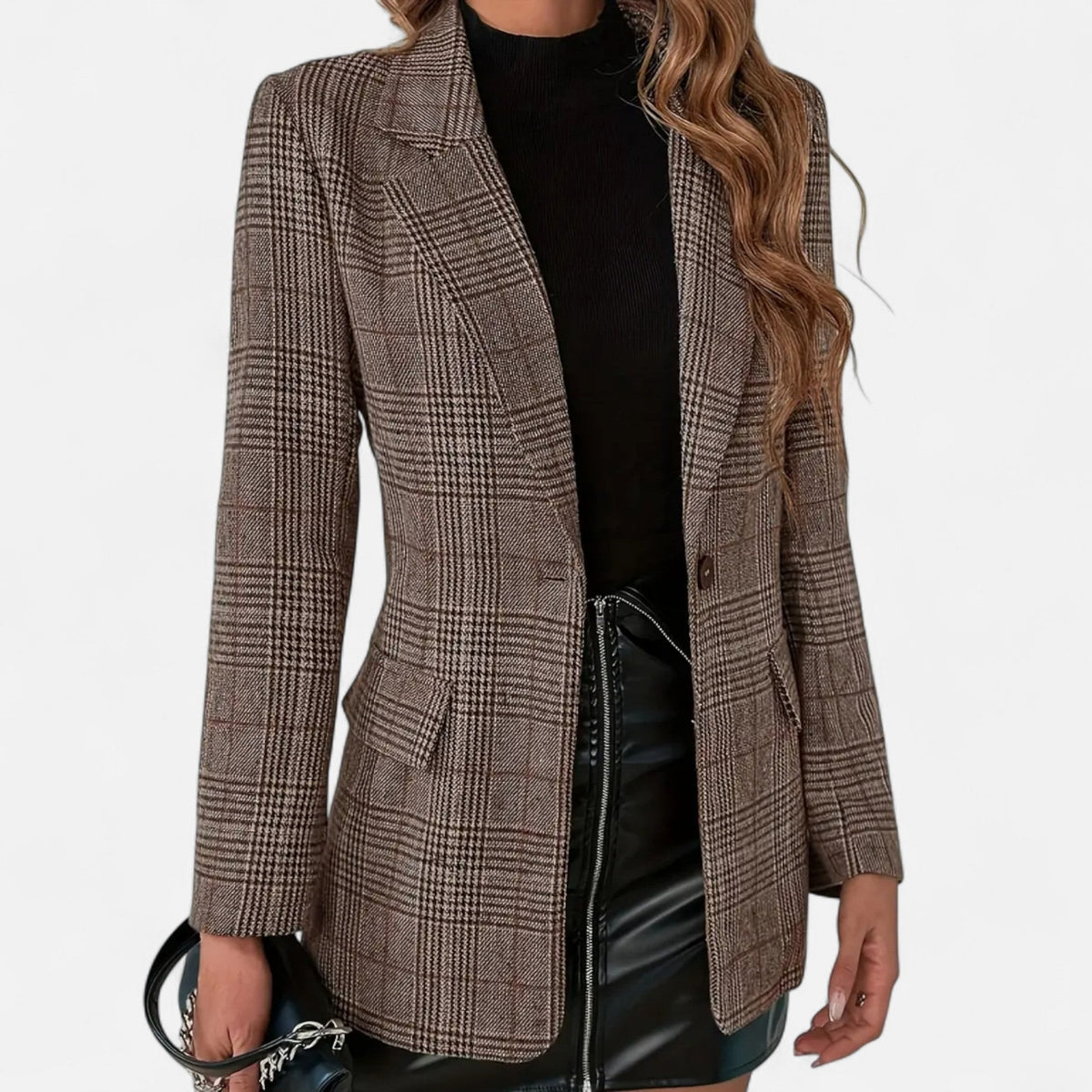 Tirza | Geruite blazer met enkele rij knopen