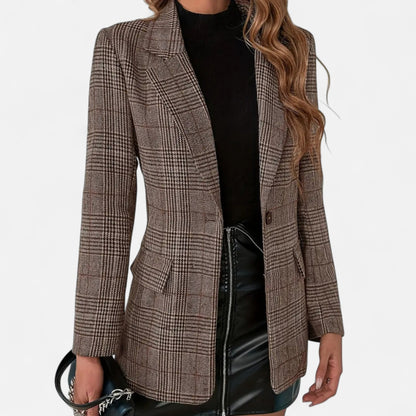 Tirza | Geruite blazer met enkele rij knopen