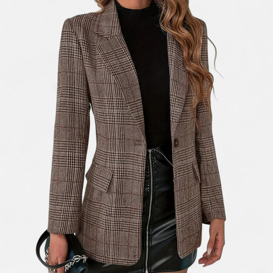 Tirza | Geruite blazer met enkele rij knopen