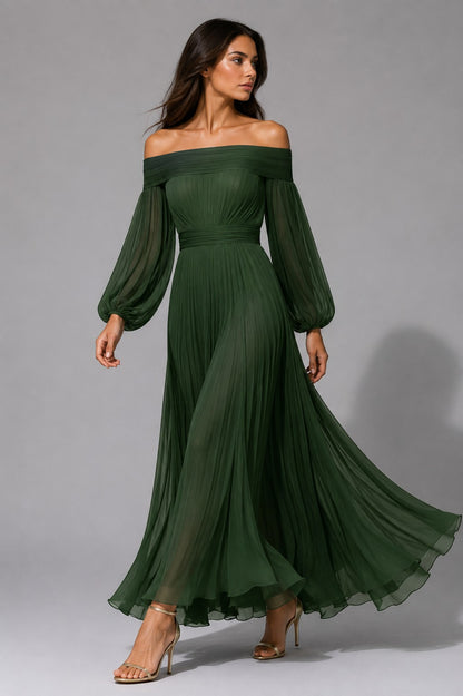 Vanessa | Maxi-jurk met off-shoulder en plissé