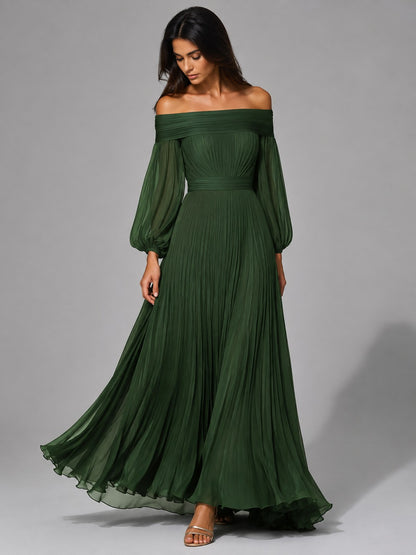 Vanessa | Maxi-jurk met off-shoulder en plissé