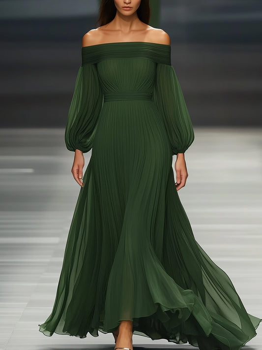 Vanessa | Maxi-jurk met off-shoulder en plissé