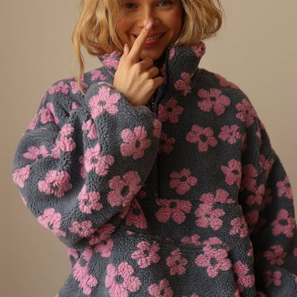 Elin | Pluche jas met bloemen