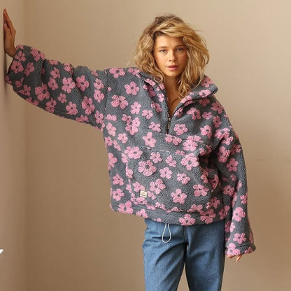 Elin | Pluche jas met bloemen