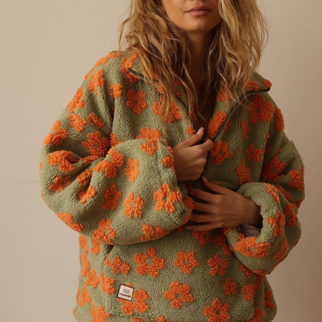 Elin | Pluche jas met bloemen