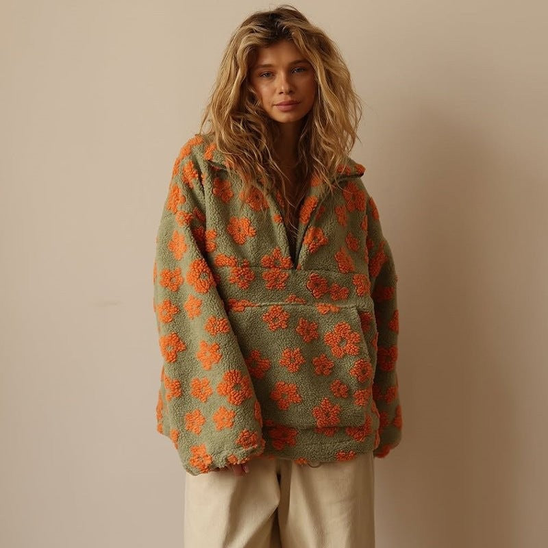 Elin | Pluche jas met bloemen