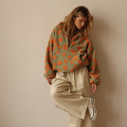 Elin | Pluche jas met bloemen