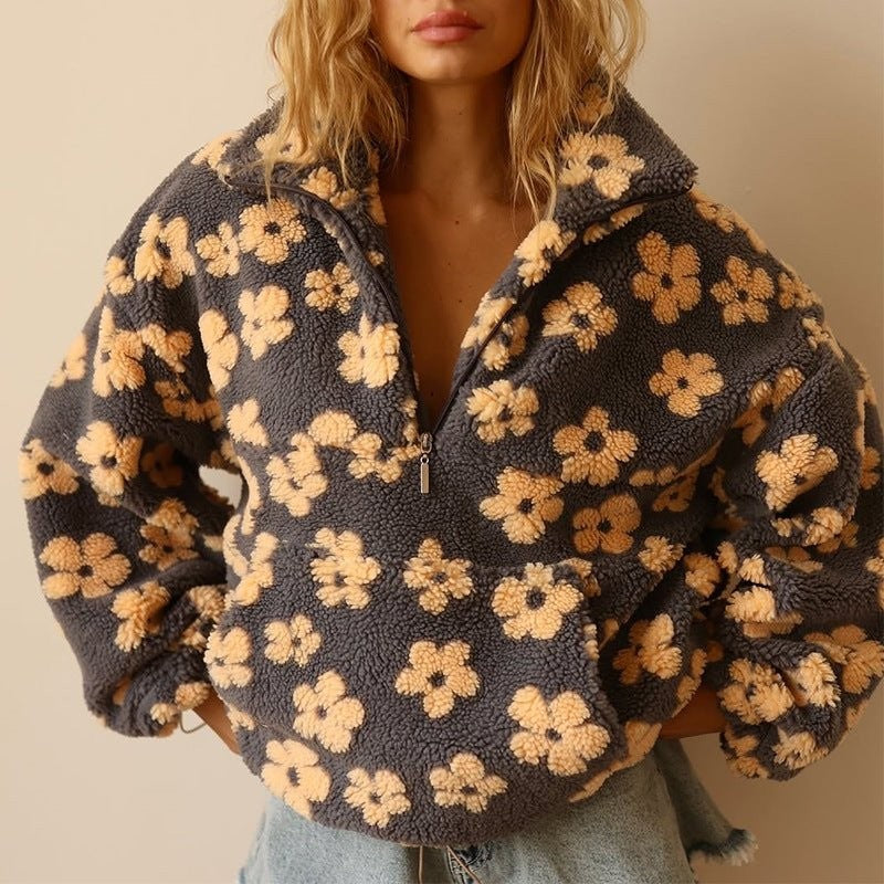 Elin | Pluche jas met bloemen