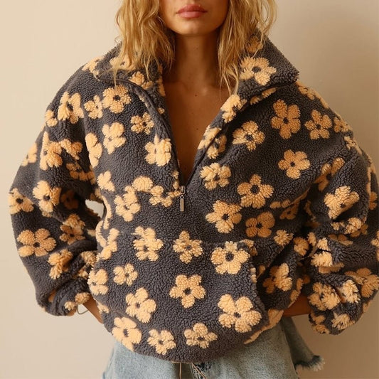 Elin | Pluche jas met bloemen