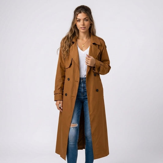Zara | Lange trenchcoat met dubbele knoopsluiting
