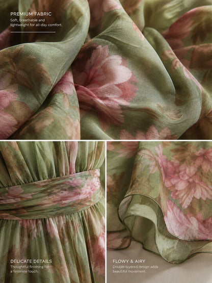 Inge | Maxi-jurk met halterhals en bloemenprint