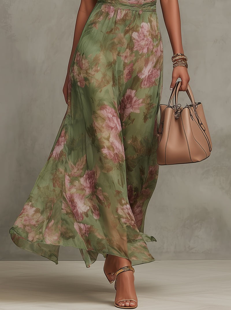 Inge | Maxi-jurk met halterhals en bloemenprint