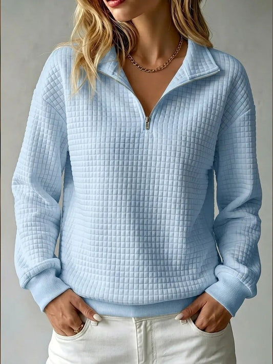 Evi | Sweater met ruitjes en halve rits