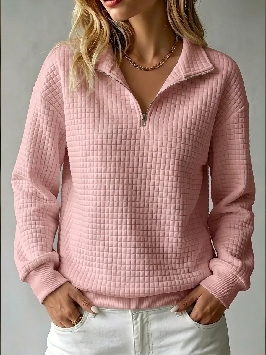 Evi | Sweater met ruitjes en halve rits